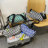 Plaid Hand Crossbody Bag Unisex Retro Sling Bag Zipper Travel Sports Satchel