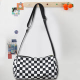 Plaid Hand Crossbody Bag Unisex Retro Sling Bag Zipper Travel Sports Satchel