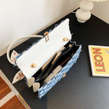 Plaid Chain Shoulder Bag Denim Underarm Bag Party