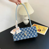 Plaid Chain Shoulder Bag Denim Underarm Bag Party