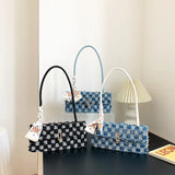 Plaid Chain Shoulder Bag Denim Underarm Bag Party