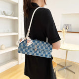 Plaid Chain Shoulder Bag Denim Underarm Bag Party