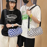Plaid Messenger Bags Retro Hand Crossbody Cylinder Shoulder Bag