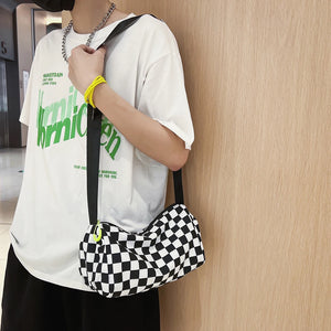 Plaid Messenger Bags Retro Hand Crossbody Cylinder Shoulder Bag