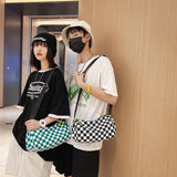 Plaid Messenger Bag Unisex Retro Sling Sports Crossbody Bag