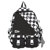 Plaid Nylon Women Backpack College Student Backpack Large Capacity Waterproof