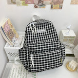 Plaid Pattern Backpack Student Girl Sweet Canvas Shoulders Bag