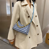 Plaid Pattern Mini PU Leather Shoulder Bag for Women Chain Handbag