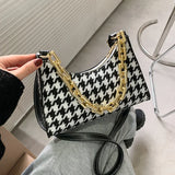 Plaid Pattern Mini PU Leather Shoulder Bag for Women Chain Handbag