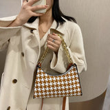 Plaid Pattern Mini PU Leather Shoulder Bag for Women Chain Handbag