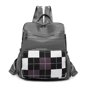 Plaid Print Backpack Oxford Fabric Lightweight School Bags