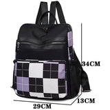 Plaid Print Backpack Oxford Fabric Lightweight School Bags