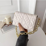 Plaid Shoulder Bag with Chunky Chain for Women