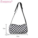 Plaid Shoulder Bag Retro Cylinder Sports Tote