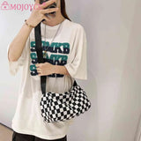 Plaid Shoulder Bag Retro Cylinder Sports Tote