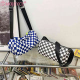 Plaid Shoulder Bag Retro Cylinder Sports Tote
