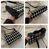Plaid Shoulder Bags Women Underarm Handbag Small Armpit Purse