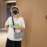 Plaid Shoulder Tote Bag Retro Hand Crossbody Sports Satchel
