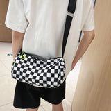 Retro Plaid Shoulder Tote Bag Crossbody Sports Satchel