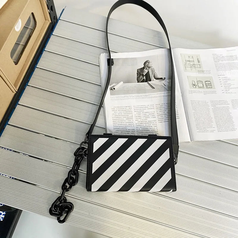 Plaid Striped Box Bag Pu Women Handbag Shoulder Bag Crossbody Bag