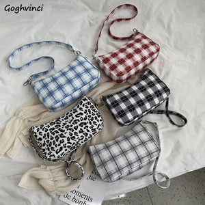 Plaid Tote Bag Women Casual Shoulder Bags Vintage Nylon Retro Popular