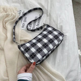 Plaid Tote Bag Women Casual Shoulder Bags Vintage Nylon Retro Popular