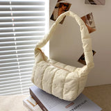Plaid Women Hobos Shoulder Bags Solid Ladies Lingge Underarm Bag