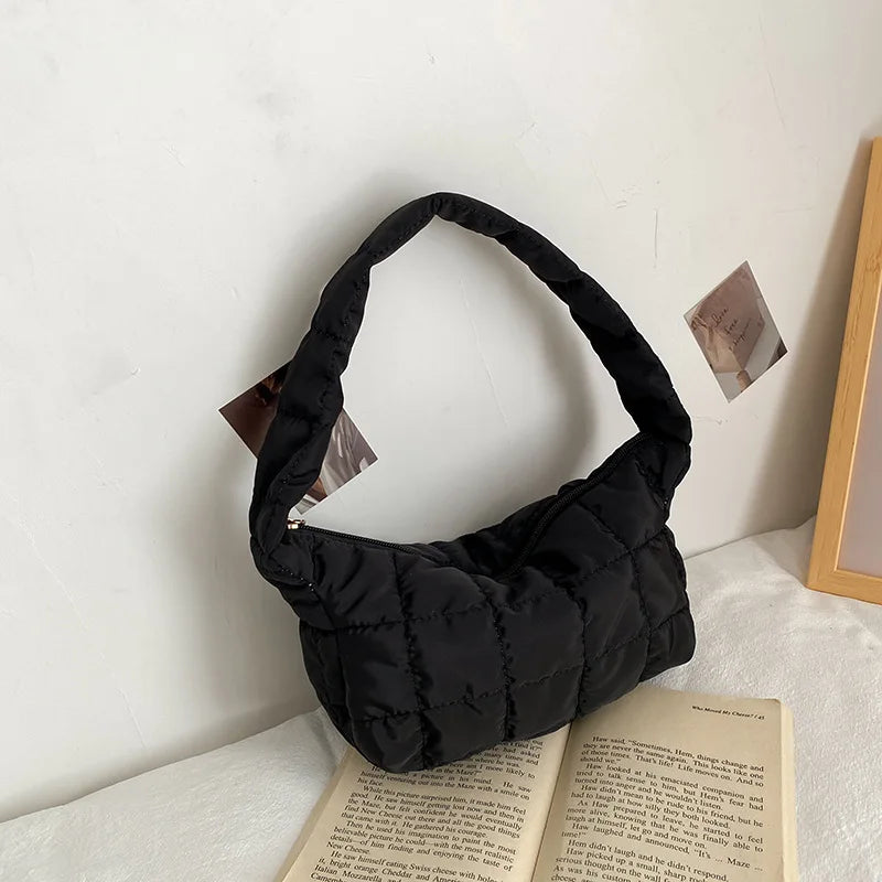 Plaid Women Hobos Shoulder Bags Solid Ladies Lingge Underarm Bag