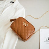 Plaid Women's Small Messenger Bag Chain Bag Tote Bag Bow Handbag