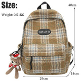 Plaid Woollen Cloth Women's Backpack