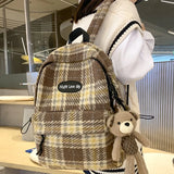 Plaid Woollen Cloth Women's Backpack