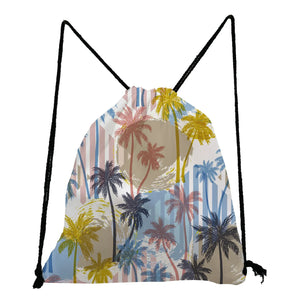 Plant Print Drawstring Backpack Mini School Bag Women Gym Girl Swim Travel
