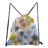 Plant Print Drawstring Backpack Mini School Bag Women Gym Girl Swim Travel
