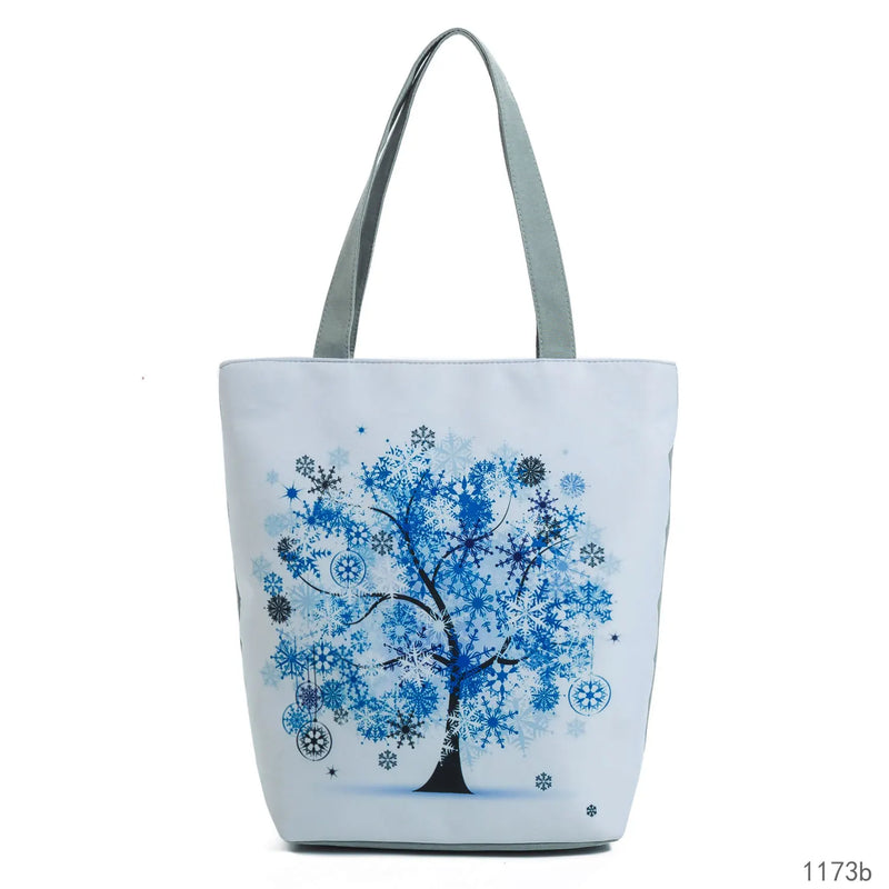 Plant Printed Shoulder Bags Women Eco Reusable Tree Shopping Bag