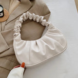 Pleated Handle Bags Solid Cloud Shoulder Tote Armpit Bag