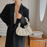 Pleated Handlebags For Women Cloud PU Bags Leisure Armpit Bag