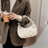 Pleated Handlebags For Women Cloud PU Bags Leisure Armpit Bag