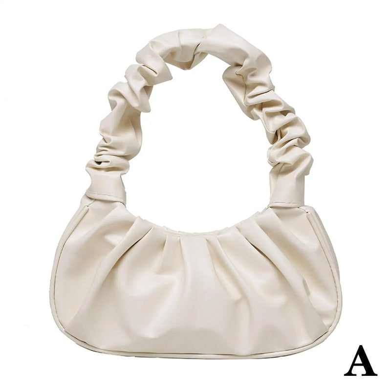 Pleated Handlebags For Women Cloud PU Bags Leisure Armpit Bag