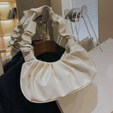 Pleated Handlebags For Women Cloud PU Bags Leisure Armpit Bag