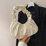 Pleated Handlebags For Women Cloud PU Bags Leisure Armpit Bag