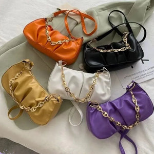 Pleated Handlebags For Women PU Cloud Bags Leisure Armpit Bag