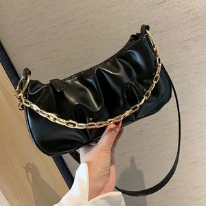 Pleated Handlebags For Women PU Cloud Bags Leisure Armpit Bag