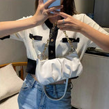 Pleated Handlebags For Women PU Cloud Bags Leisure Armpit Bag