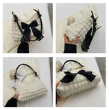 Plaid Women Crossbody Bag Bow Handbags Soft Shoulder