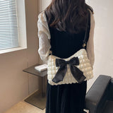 Plaid Women Crossbody Bag Bow Handbags Soft Shoulder