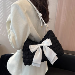 Plaid Women Crossbody Bag Bow Handbags Soft Shoulder