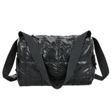 Pleated Quilted Cotton Padded Grid Crossbody Bag