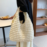Pleated Shoulder Bag Female Large Capacity Tote Bag Cloud