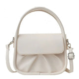 Pleated Small Handbags For Women High Pu Leather Shoulder Bag Solid Female Cross