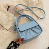 Pleated Small Handbags For Women High Pu Leather Shoulder Bag Solid Female Cross